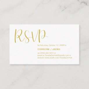 Modern Minimal, Gold Script, RSVP respond Enclosure Card