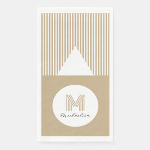 Modern Minimal Gold Stripes Monogram Napkin