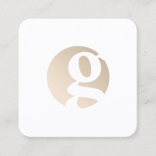 Modern minimal gold white monogram square business card