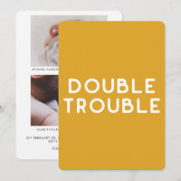 Modern Minimal Golden Yellow Baby Photo Twin Birth