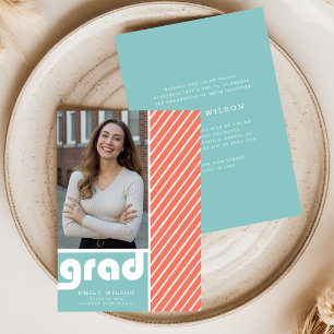 Modern Minimal Grad Photo Graduation Party Invitation