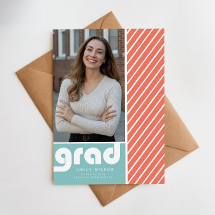 Modern Minimal Grad Photo Graduation Thank You Postcard