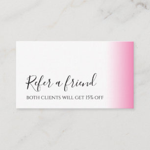 Modern minimal gradient pink white makeup & hair referral card