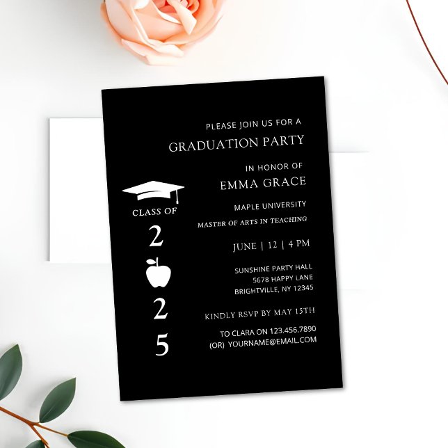 Modern Minimal Graduate Teacher Graduation Party  Invitation (teacher graduation invitations, teacher graduation invites, teacher graduation party invitations, te)
