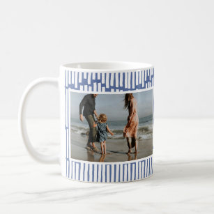 Modern minimal graphic 2 photo light blue gift coffee mug