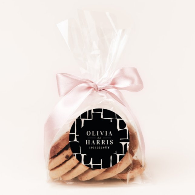 Modern minimal graphic black & white favour party classic round sticker (Creator Uploaded)