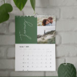 Modern minimal green 2 photo family elegant calendar<br><div class="desc">Modern minimal green multi photo 2 photograph per month family calendar. A stylish bold way to show your family photographs.</div>