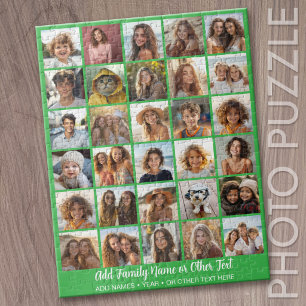 Modern Minimal Green 30 Photo Collage Jigsaw Puzzle