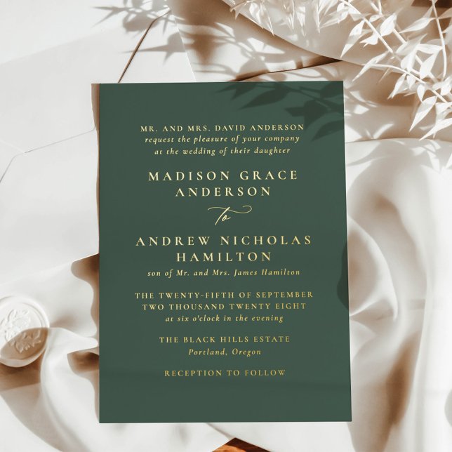 Modern Minimal Green and Gold Calligraphy Wedding (Creator Uploaded)