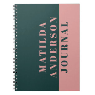 Modern minimal green and pink typography journal