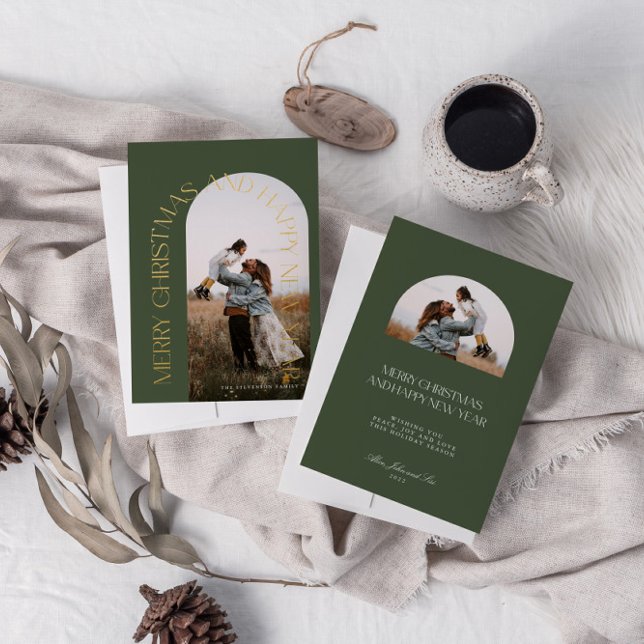 Modern Minimal Green Arch 2 Photo Merry Christmas  (Creator Uploaded)