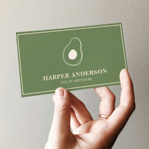 Modern Minimal Green Avocado Professional Business Card