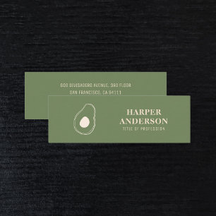 Modern Minimal Green Avocado Professional Mini Business Card