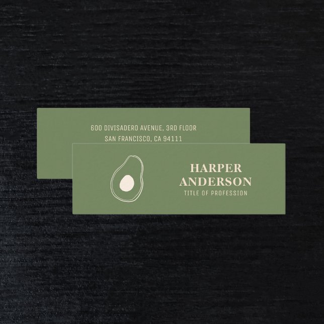 Modern Minimal Green Avocado Professional Mini Business Card (Creator Uploaded)