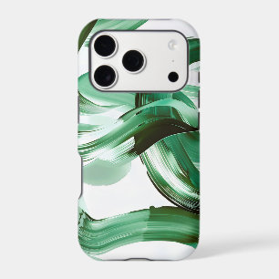 Modern Minimal Green Brush Strokes Abstract