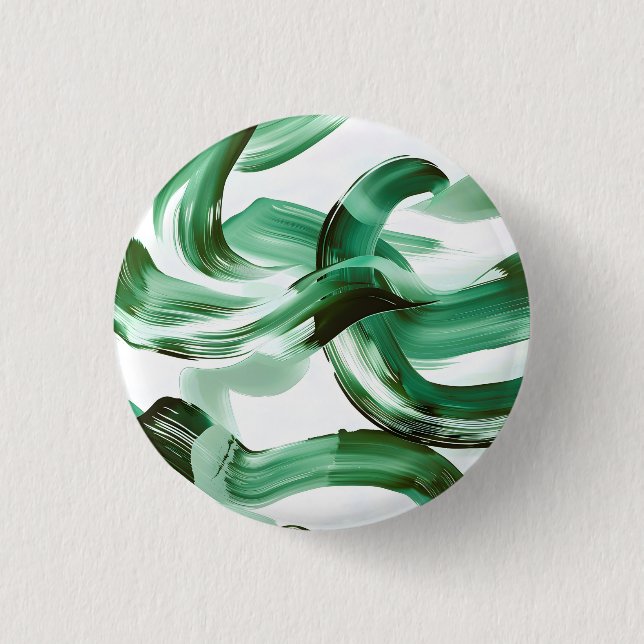 Modern Minimal Green Brush Strokes Abstract 3 Cm Round Badge (Front)