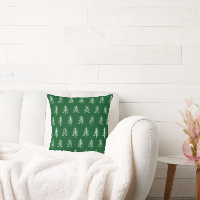 Modern Minimal Green Christmas Tree Pattern Cushion (Couch)