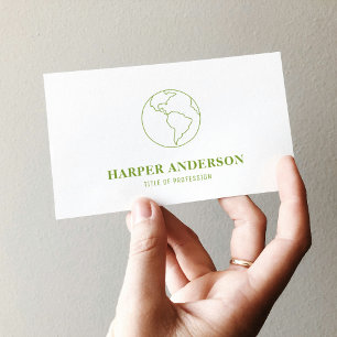Modern Minimal Green Earth Eco Professional  Business Card