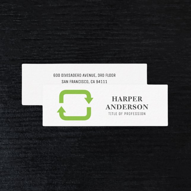 Modern Minimal Green Eco Recycle Professional Mini Business Card (Creator Uploaded)