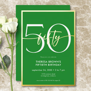 Modern Minimal Green Fifty Script Birthday