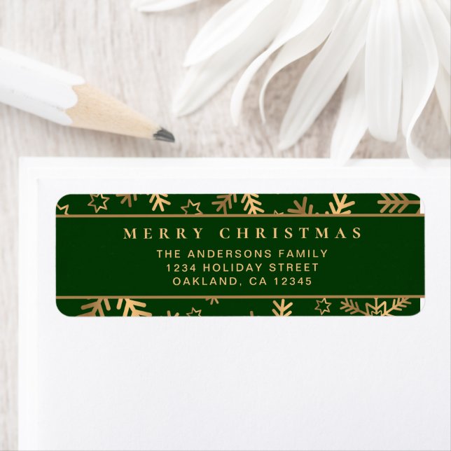 Modern Minimal Green Gold Christmas Snowflakes (Insitu)