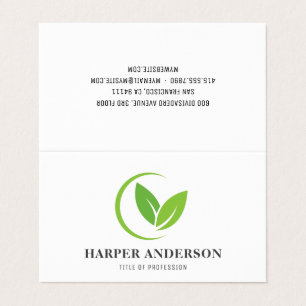 Modern Minimal Green Leaf Folded Business Card