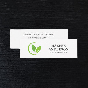 Modern Minimal Green Leaf Logo Mini Business Card