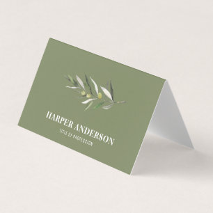Modern Minimal Green Olive Tree Professional Busin Business Card