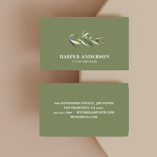 Modern Minimal Green Olive Tree Professional Busin Business Card