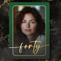 Modern Minimal Green Photo Fortieth Birthday
