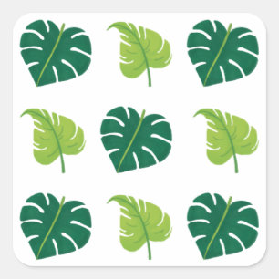 Modern Minimal Green Plant Leaves Square Sticker