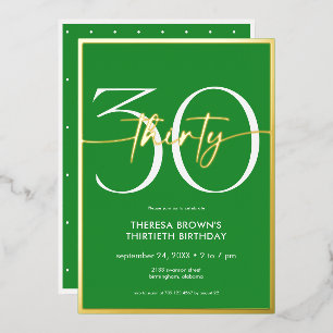 Modern Minimal Green Thirty Script Birthday