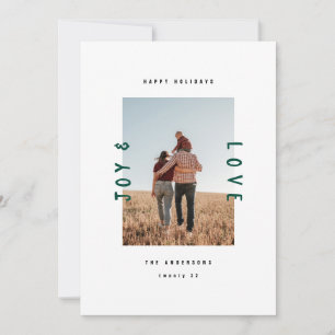 Modern minimal green typography 1 photo holiday card