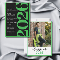 Modern Minimal Green Typography Graduation Party