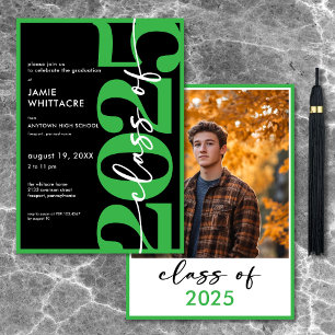 Modern Minimal Green Typography Graduation Party Invitation