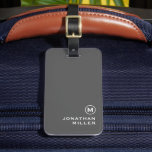 Modern Minimal Grey Monogram Luggage Tag<br><div class="desc">Modern luggage tag design features a simple grey monogram medallion with your monogram initial and name in classic black typography for a simple stylish professional look.</div>