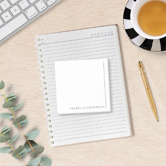 Modern Minimal Grey Personalised Name Post-it Notes