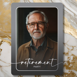 Modern Minimal Grey Photo Retirement Party