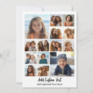 Modern Minimal Grey White - 14 Photo Collage Holiday Card