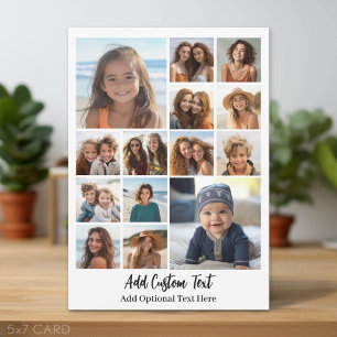 Modern Minimal Grey White - 14 Photo Collage Holiday Card