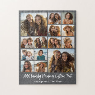 Modern Minimal Grey White - 14 Photo Collage Jigsaw Puzzle
