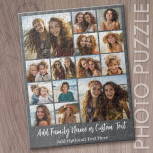 Modern Minimal Grey White - 14 Photo Collage Jigsaw Puzzle