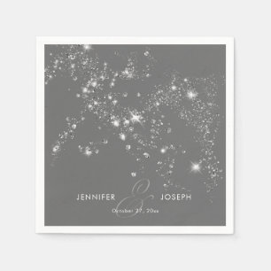 Modern Minimal Grey & White Glam Diamonds Napkin