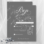 Modern Minimal Grey & White Glam Diamonds QR Code RSVP Card<br><div class="desc">Capture the essence of timeless sophistication with our exquisite wedding invitation suite. Crafted with a soft charcoal grey background and adorned with modern white text, this wedding response card with a QR code exudes class and style. Minimalistic yet captivating, it features a cluster spray of sparkling diamonds scattered at the...</div>