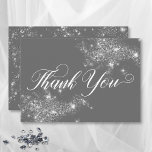 Modern Minimal Grey & White Glam Diamonds Wedding Thank You Card<br><div class="desc">Capture the essence of timeless sophistication with our exquisite wedding invitation suite. Crafted with a soft charcoal grey background and adorned with modern white text, this wedding thank you card exudes class and style. Minimalistic yet captivating, it features a cluster spray of sparkling diamonds scattered at the corner, adding a...</div>