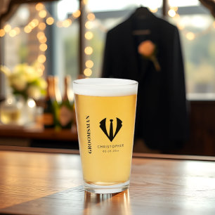 Modern Minimal Groomsman Name Wedding Party Gift Glass