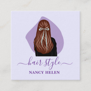 Modern minimal Hair and makeup illustration Square Business Card