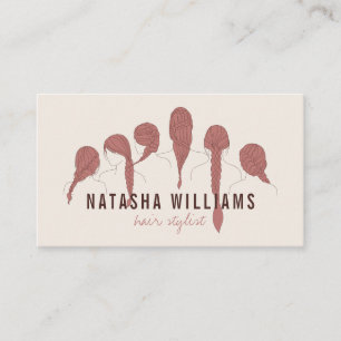 Modern minimal hair style illustration lineart business card
