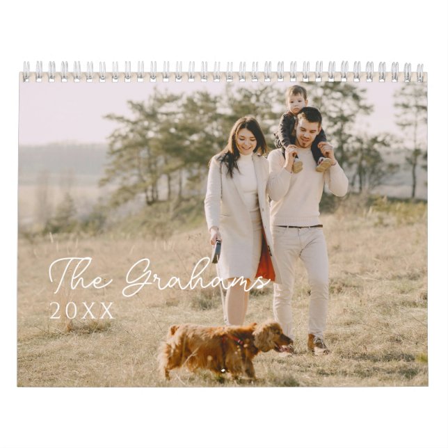 Modern Minimal Handwritten Script Family Photo Calendar (Cover)