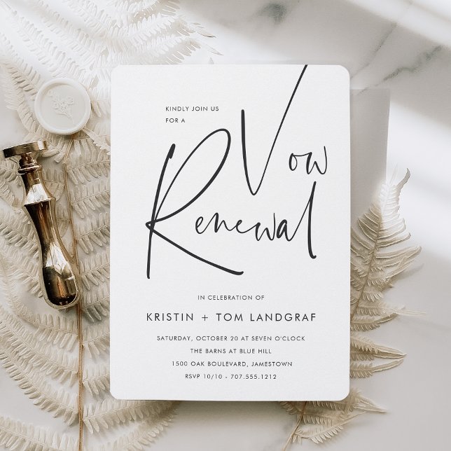Modern Minimal Handwritten Script Vow Renewal Invitation (Creator Uploaded)
